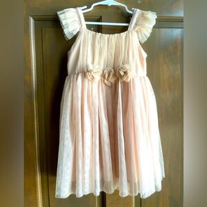 Popatu Elegant Cream Kids Dress with Floral Accents